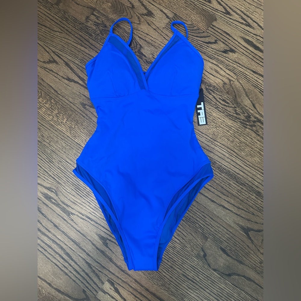 TA3 Meshy Sapphire Blue Women's One-Piece Swimsuit
